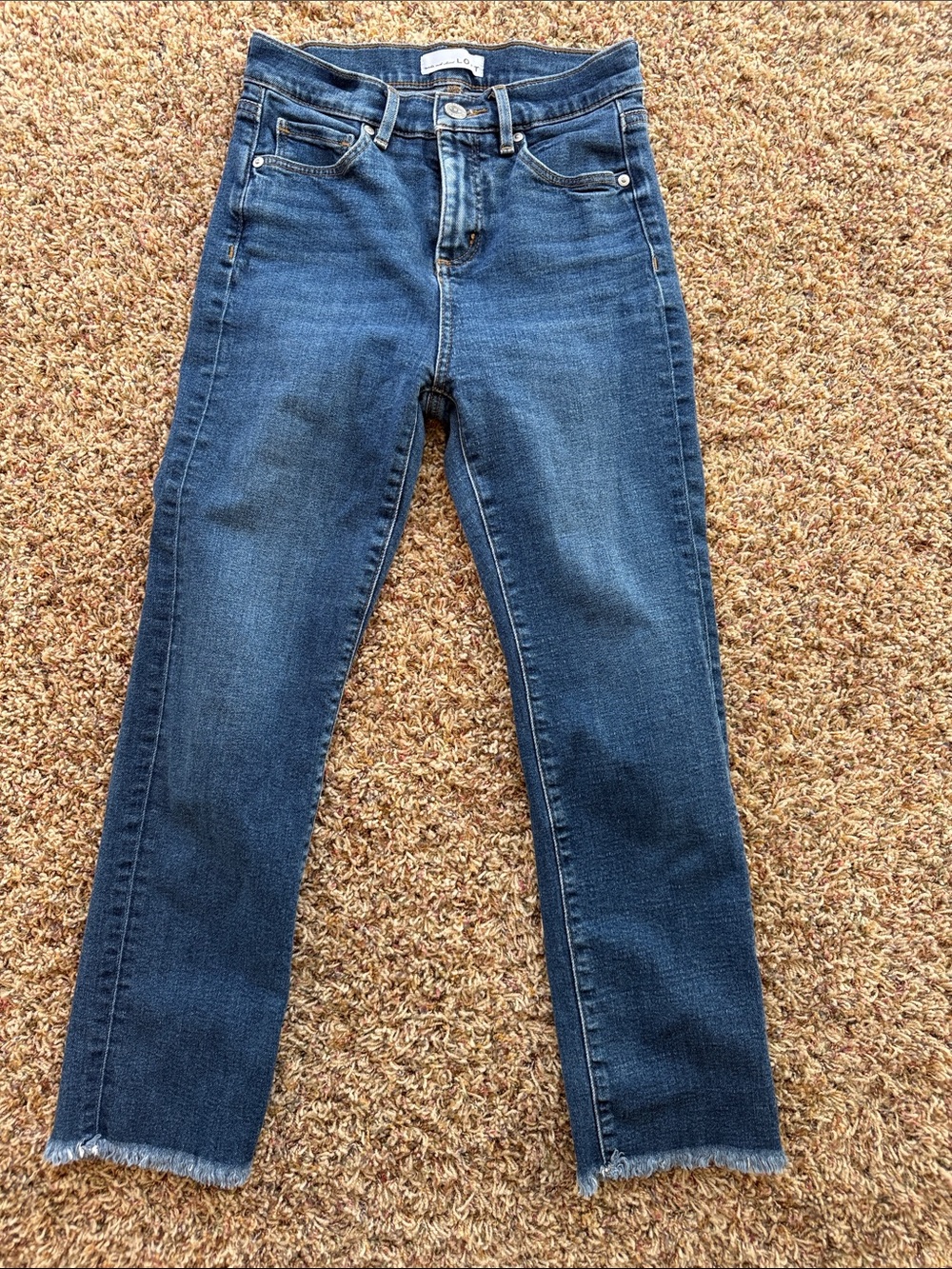 Women's Dark Blue Slim Straight Jeans Cropped- Loft